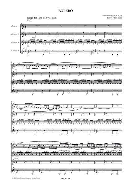 Bolero für vier Gitarren Bolero für vier Gitarren