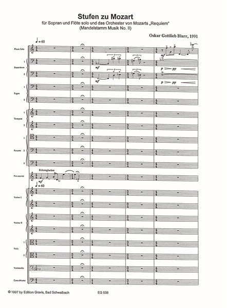 Stufen zu Mozart für Sopran und Flöte solo und dem Orchester (1991) Stufen zu Mozart für Sopran und Flöte solo und dem Orchester (1991)