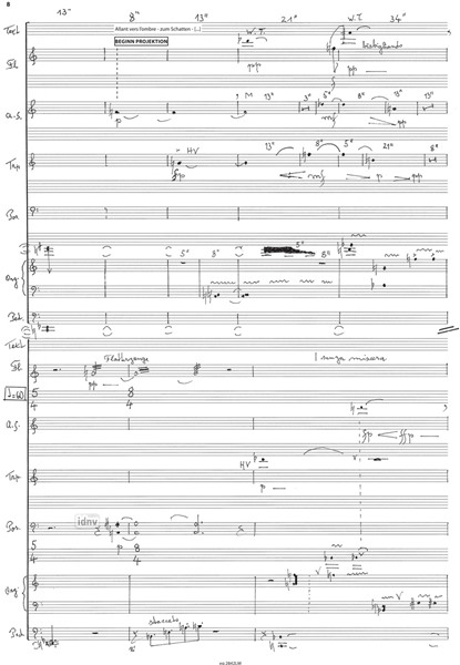 Ombres / Schatten für Flöte, Saxophon, Trompete, Posaune, Orgel und Projektion (2020/21) Ombres / Schatten für Flöte, Saxophon, Trompete, Posaune, Orgel und Projektion (2020/21)