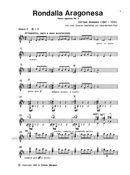 Danza española No. 6: Rondalla Aragonesa für 2 Gitarren Danza española No. 6: Rondalla Aragonesa für 2 Gitarren