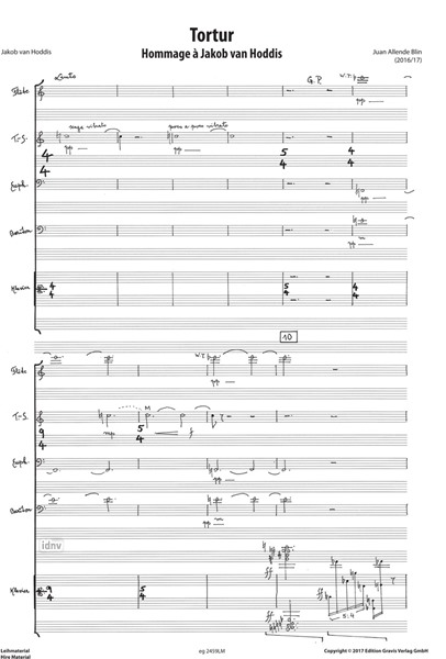 Tortur. Kantate - Hommage à Jakob van Hoddis für Bariton, Flöte, Tenorsaxophon, Euphonium und Klavier (2017) Tortur. Kantate - Hommage à Jakob van Hoddis für Bariton, Flöte, Tenorsaxophon, Euphonium und Klavier (2017)