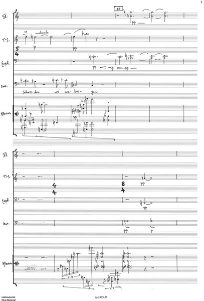 Tortur. Kantate - Hommage à Jakob van Hoddis für Bariton, Flöte, Tenorsaxophon, Euphonium und Klavier (2017) Tortur. Kantate - Hommage à Jakob van Hoddis für Bariton, Flöte, Tenorsaxophon, Euphonium und Klavier (2017)