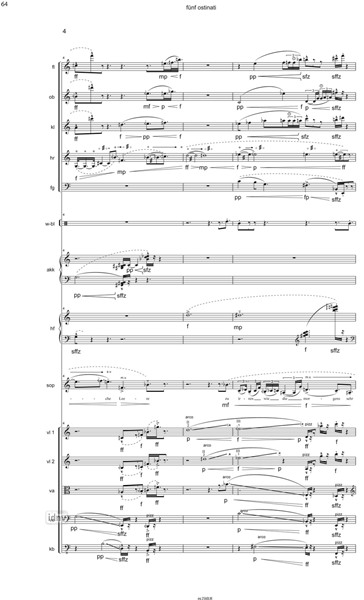 fünf ostinati für Sopran und 14 Instrumente (2017) fünf ostinati für Sopran und 14 Instrumente (2017)