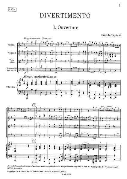 Divertimento für Klavier und Streicher op. 92 Divertimento für Klavier und Streicher op. 92