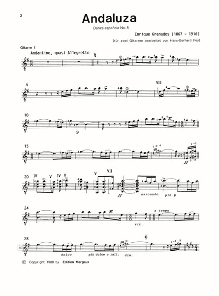Danza española No. 5: Andaluza für 2 Gitarren Danza española No. 5: Andaluza für 2 Gitarren