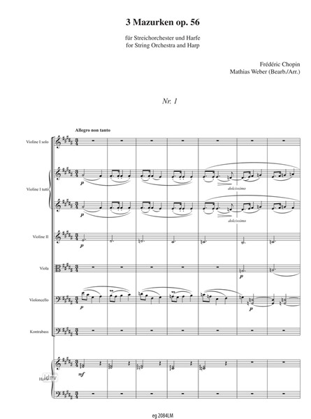 3 Mazurken op. 56 für Streichorchester und Harfe 3 Mazurken op. 56 für Streichorchester und Harfe