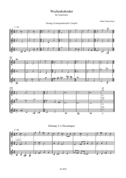 Wochenkalender für Gitarrentrio Wochenkalender für Gitarrentrio