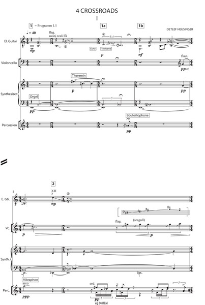 4 CROSSROADS für E-Gitarre, Violoncello, Klavier/Synthesizer, Schlagzeug und Elektronik (2017) 4 CROSSROADS für E-Gitarre, Violoncello, Klavier/Synthesizer, Schlagzeug und Elektronik (2017)