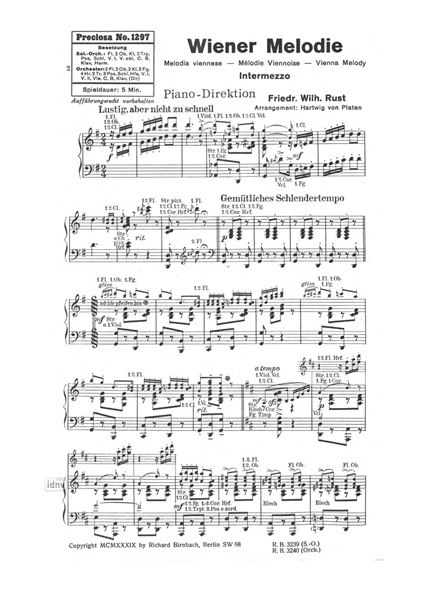 Wiener Melodie / Liebelei in Nussdorf für Salonorchester Wiener Melodie / Liebelei in Nussdorf für Salonorchester