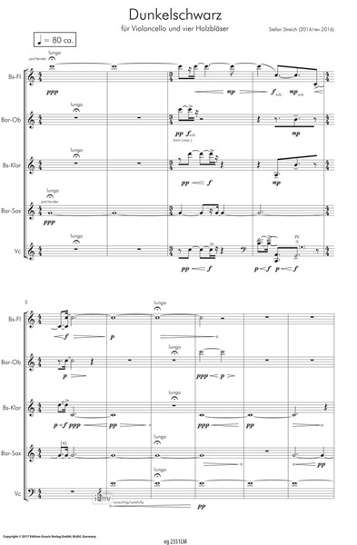 Dunkelschwarz für Violoncello und vier Holzbläser (2014/rev.) Dunkelschwarz für Violoncello und vier Holzbläser (2014/rev.)
