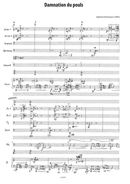 Damnation du pouls für Posaune, Klavier und Saxofonquartett (1991) Damnation du pouls für Posaune, Klavier und Saxofonquartett (1991)