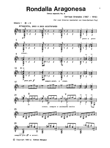 Danza española No. 6: Rondalla Aragonesa für 2 Gitarren Danza española No. 6: Rondalla Aragonesa für 2 Gitarren