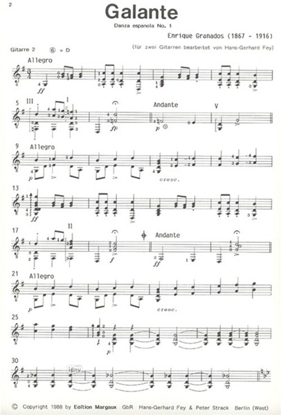 Danza espagñola No. 1: Galante für 2 Gitarren Danza espagñola No. 1: Galante für 2 Gitarren