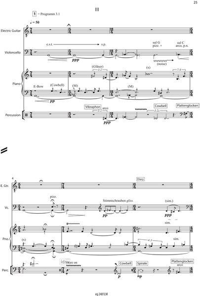 4 CROSSROADS für E-Gitarre, Violoncello, Klavier/Synthesizer, Schlagzeug und Elektronik (2017) 4 CROSSROADS für E-Gitarre, Violoncello, Klavier/Synthesizer, Schlagzeug und Elektronik (2017)