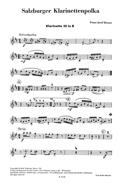 Salzburger Klarinetten-Polka für Salon-Orchester Ergänzungsstimmen großes Orchester Salzburger Klarinetten-Polka für Salon-Orchester Ergänzungsstimmen großes Orchester