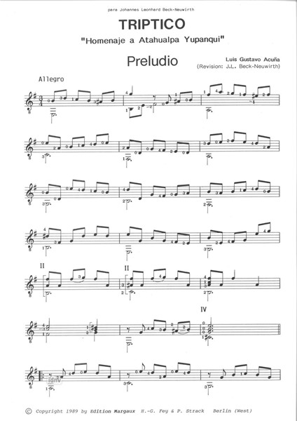Tríptico für Gitarre Tríptico für Gitarre