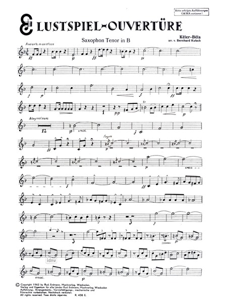 Lustspiel-Ouvertüre für Blasorchester Eränzungsstimmen (Schweizer-Stimmen) Lustspiel-Ouvertüre für Blasorchester Eränzungsstimmen (Schweizer-Stimmen)