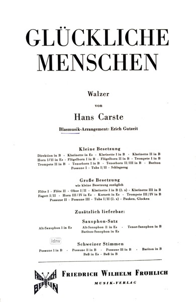 Glückliche Menschen für Blasorchester Glückliche Menschen für Blasorchester