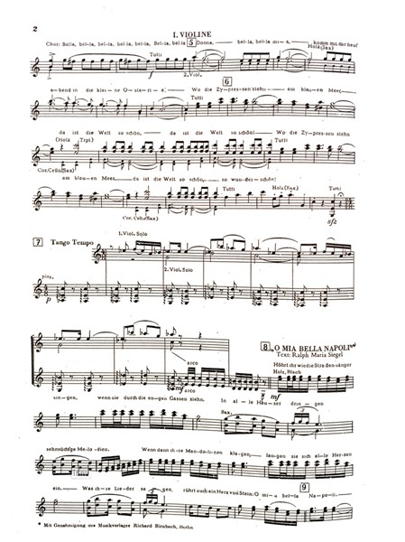 Wiedersehen mit Italien (Potpourri) für Salonorchester - Ergänzungsstimmen Wiedersehen mit Italien (Potpourri) für Salonorchester - Ergänzungsstimmen
