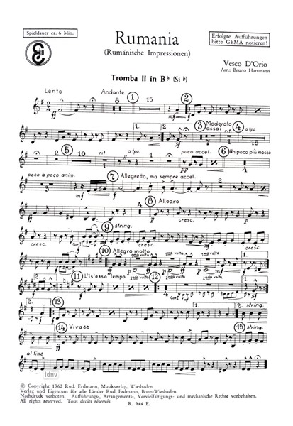 Rumania für Salonorchester - Ergänzungsstimmen großes Orchester Rumania für Salonorchester - Ergänzungsstimmen großes Orchester