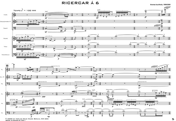 Ricercar und Choral für Flöte, Englischhorn, Fagott, Violine, Viola und Violoncello Ricercar und Choral für Flöte, Englischhorn, Fagott, Violine, Viola und Violoncello