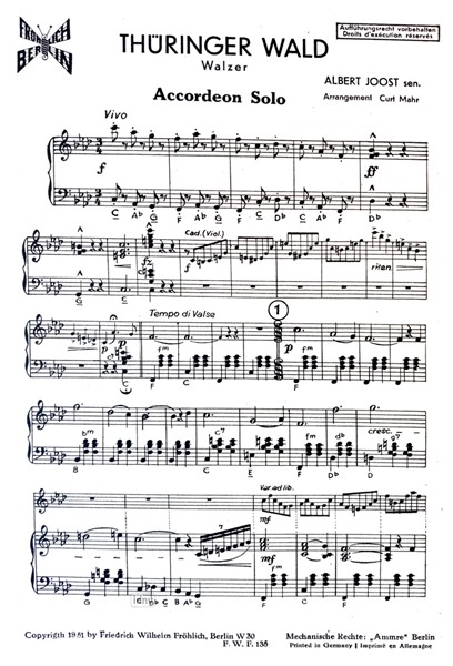 Thüringer Wald für Akkordeon Thüringer Wald für Akkordeon