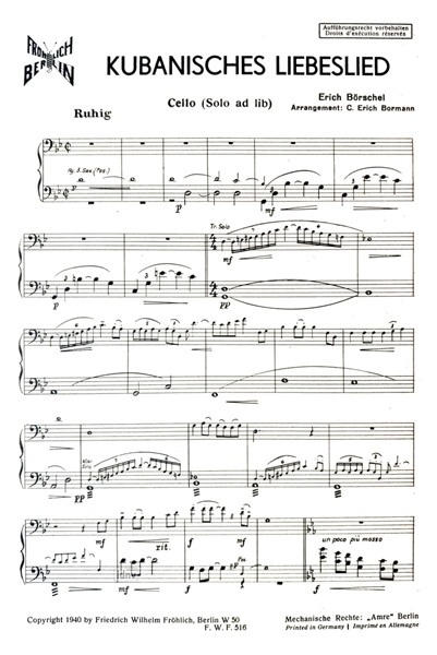 Kubanisches Liebeslied für Violoncello und Klavier Kubanisches Liebeslied für Violoncello und Klavier