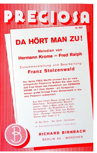 Da hört man zu - Potpourri für Combo Ergänzungsstimmen großes Orchester Da hört man zu - Potpourri für Combo Ergänzungsstimmen großes Orchester