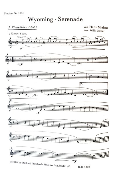 Wyoming Serenade (Mielenz) / O Lady Mary (Bukey) für Blasorchester Wyoming Serenade (Mielenz) / O Lady Mary (Bukey) für Blasorchester