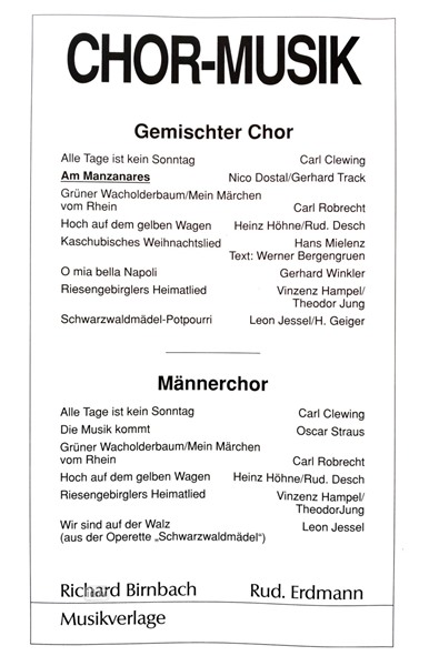 Schwarzwaldmädel-Potpourri für gemischten Chor und Klavier Schwarzwaldmädel-Potpourri für gemischten Chor und Klavier