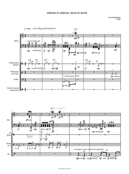 silence to silence, bone to bone für Harfe und Percussion (2024) silence to silence, bone to bone für Harfe und Percussion (2024)