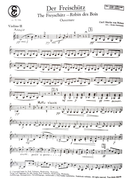 Der Freischütz - Ouvertüre für Salon-Orchester Ergänzungsstimmen großes Orchester Der Freischütz - Ouvertüre für Salon-Orchester Ergänzungsstimmen großes Orchester