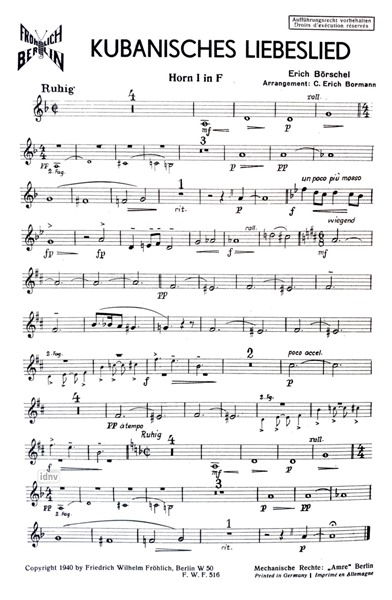 Kubanisches Liebeslied für Salon-Orchester Ergänzungsstimmen großes Orchester Kubanisches Liebeslied für Salon-Orchester Ergänzungsstimmen großes Orchester