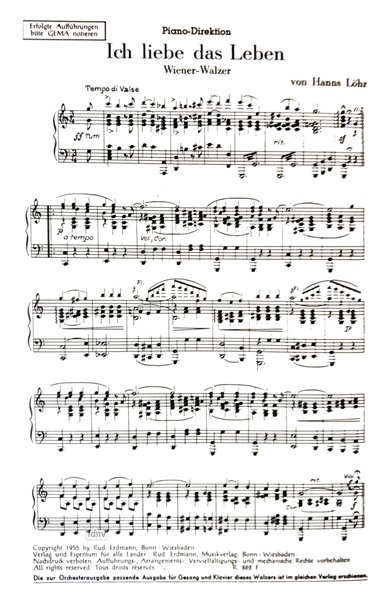 Ich liebe das Leben für Salon-Orchester Ich liebe das Leben für Salon-Orchester