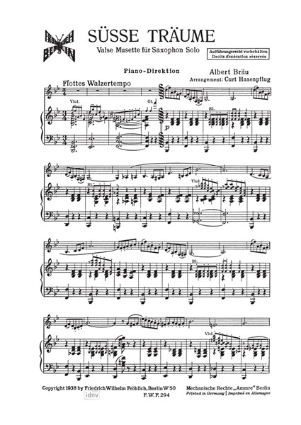 Süße Träume für Alt-Saxophon und Klavier Süße Träume für Alt-Saxophon und Klavier