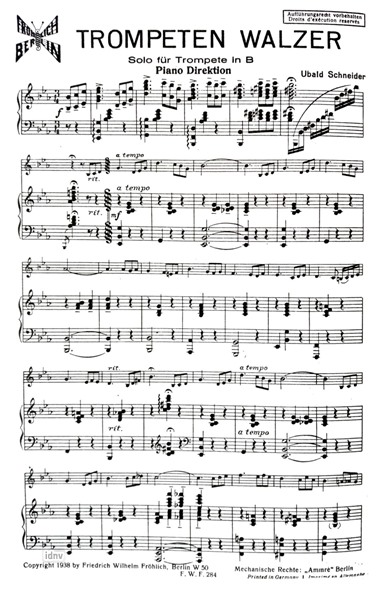 Trompeten Walzer für Trompete und Klavier Trompeten Walzer für Trompete und Klavier