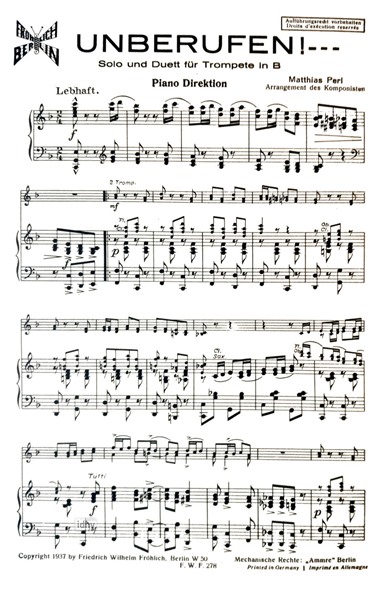 Unberufen! für zwei Trompeten und Klavier Unberufen! für zwei Trompeten und Klavier