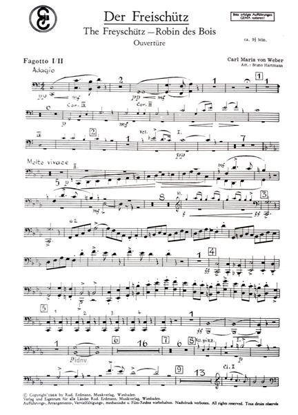Der Freischütz - Ouvertüre für Salon-Orchester Ergänzungsstimmen großes Orchester Der Freischütz - Ouvertüre für Salon-Orchester Ergänzungsstimmen großes Orchester
