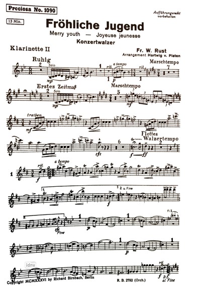 Fröhliche Jugend für Salon-Orchester Ergänzungsstimmen großes Orchester Fröhliche Jugend für Salon-Orchester Ergänzungsstimmen großes Orchester