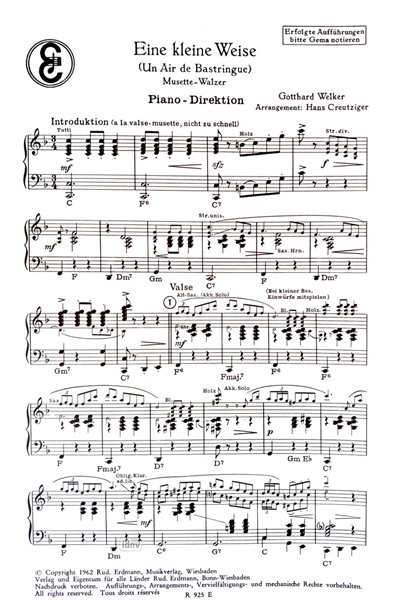 Eine kleine Weise (Un Air De Bastringue) für Salon-Orchester Eine kleine Weise (Un Air De Bastringue) für Salon-Orchester