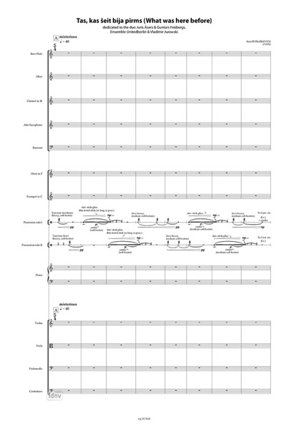 Tas, kas šeit bija pirms Doppelkonzert für zwei Schlagzeuge und Ensemble (2024) Tas, kas šeit bija pirms Doppelkonzert für zwei Schlagzeuge und Ensemble (2024)
