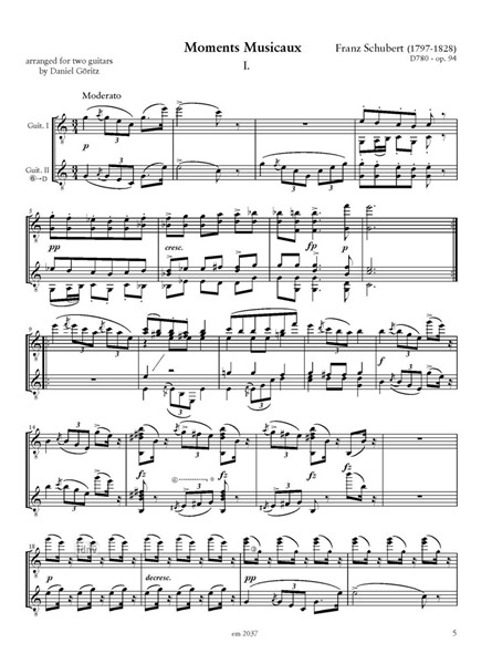Moments Musicaux D780 - op. 94 for two guitars Moments Musicaux D780 - op. 94 for two guitars