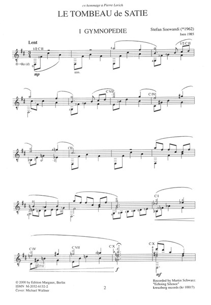 Le tombeau de Satie für Gitarre solo Le tombeau de Satie für Gitarre solo