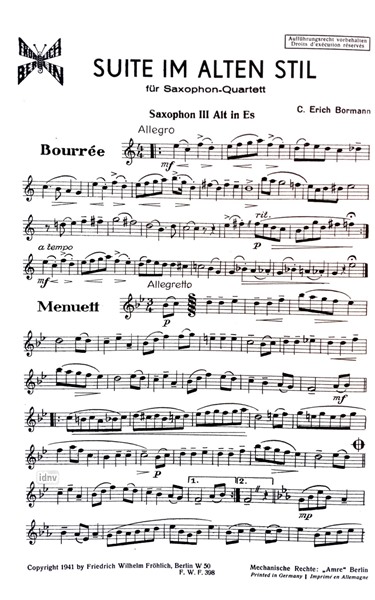 Suite im alten Stil für Saxophon-Quartett Suite im alten Stil für Saxophon-Quartett