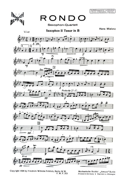Rondo für Saxophon-Quartett Rondo für Saxophon-Quartett