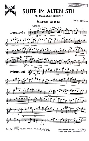 Suite im alten Stil für Saxophon-Quartett Suite im alten Stil für Saxophon-Quartett