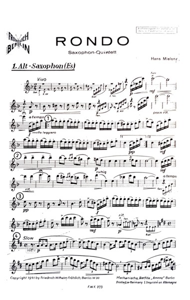 Rondo für Saxophon-Quintett Rondo für Saxophon-Quintett
