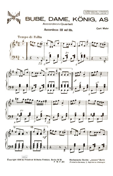 Bube, Dame, König, As für Akkordeon-Trio Bube, Dame, König, As für Akkordeon-Trio