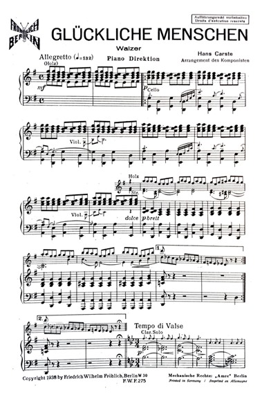 Glückliche Menschen für Salon-Orchester Glückliche Menschen für Salon-Orchester