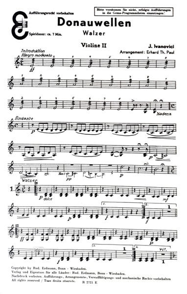 Donauwellen für großes Orchester - Ergänzungsstimmen Donauwellen für großes Orchester - Ergänzungsstimmen